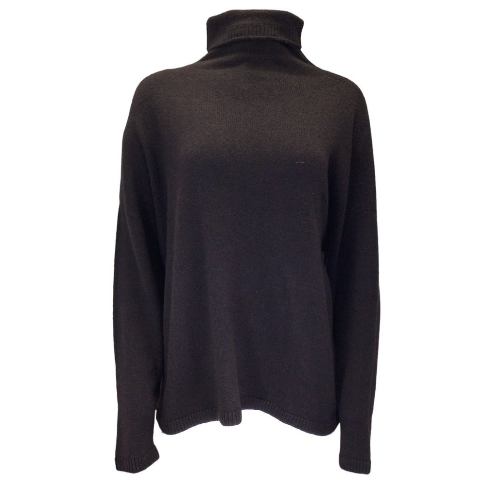 MAISON ULLENS BROWN LONG SLEEVED CASHMERE AND SILK KNIT TURTLENECK SWEATER